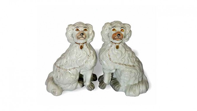 Spaniels, glazed stoneware, Staffordshire, c1845