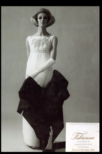 Gown of the Year 1962  designed by Robert Fritzlaff  embroidered by Fabienne  worn by Janice Wakley  Costume Collection gallery image