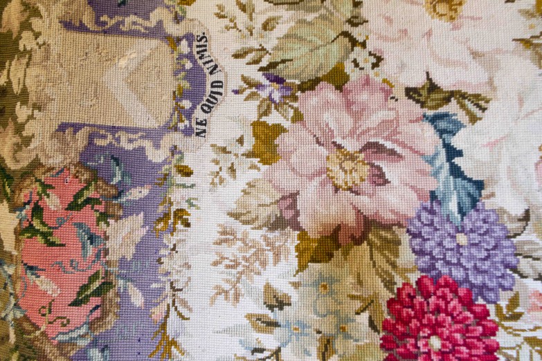 Berlin Wool Work Hearth Rug made by Elizabeth Austin  1880 ca  gallery image