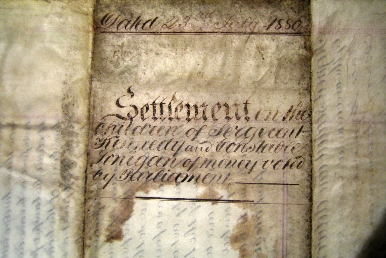 Deed of Settlement for the children of  Sergeant Kennedy and Constable Lonigan  23 July 1880 gallery image