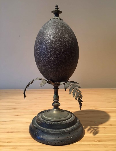 Emu egg mounted on ferns that belonged to the Bell Family of Gulf Station  19th Century gallery image