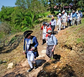 Governor Phillip leading group along the Parramatta River bank