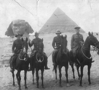Terence Garling (on left) in Egypt after the Gallipoli campaign, and before proceeding to the Western Front, circa March 1916 (Courtesy Lane Cove Library/L. Humphries)