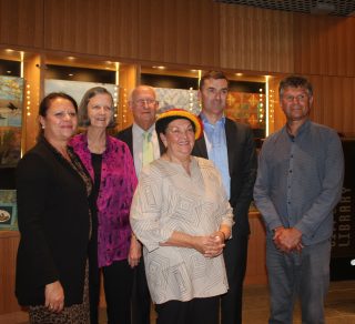 L R  Robyn Smith Walley  Pat Forster  the Hon Michael Murray AM QC  National Trust Chair  John Carey MLA  Dr Richard Walley OAM and  front  Marie Taylor  Elder  LR Robyn Smith Walley Pat Forster the Hon Michael Murray AM QC National Trust Chair John Carey MLA Dr Richard Walley OAM and front Marie Taylor Elder