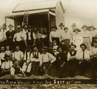 The South Perth Ugly Men raised funds and provided volunteer labour to assist returned soldiers and their families. This photograph shows the