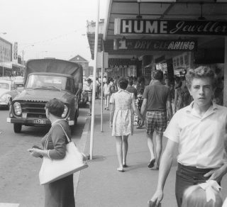 Local shops Murray s Chemist and Hume Jewellers sit alongside the large high street retailers prior to the opening of Westfield Shopping Centre in 1971 related image
