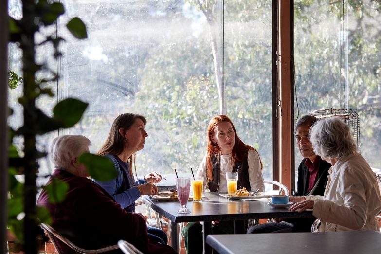 A group of people in the cafe, Riverside at Woodbridge