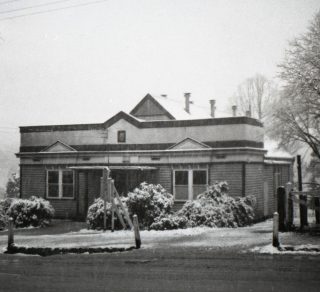Monbulk Mechanics Institute in snow 1951 related image
