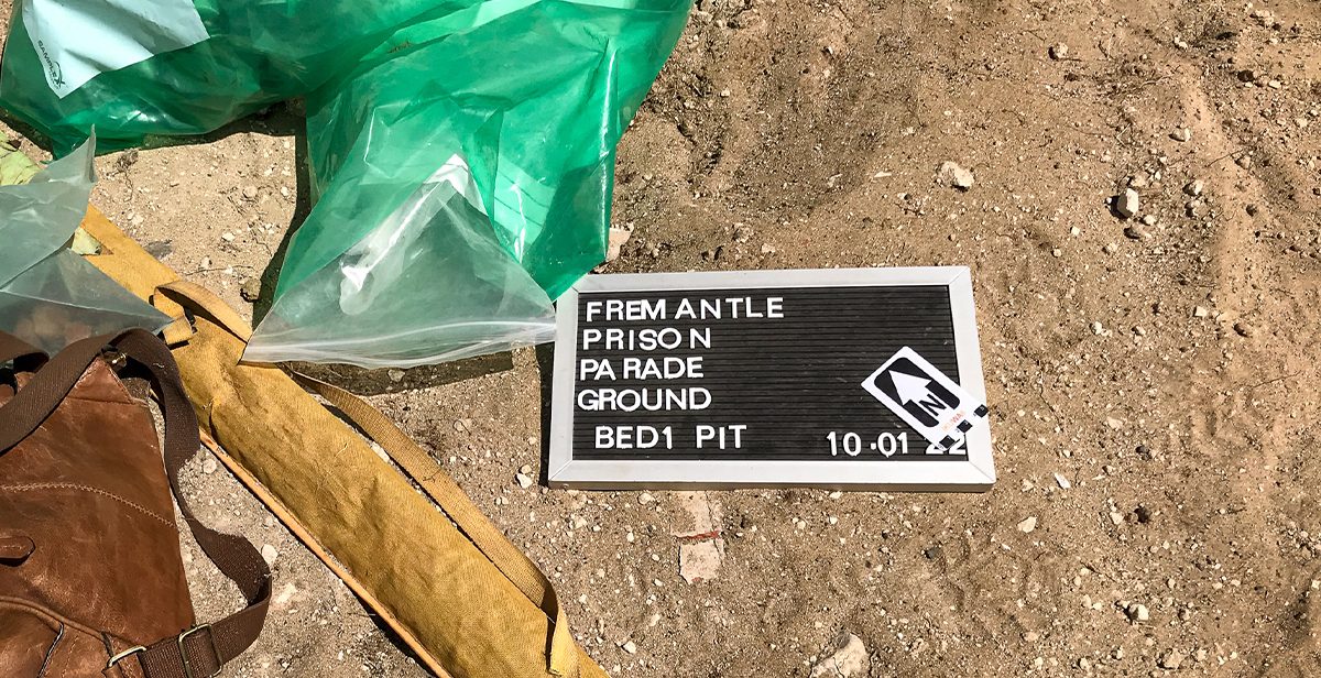 Parade Ground archaeology pit marker