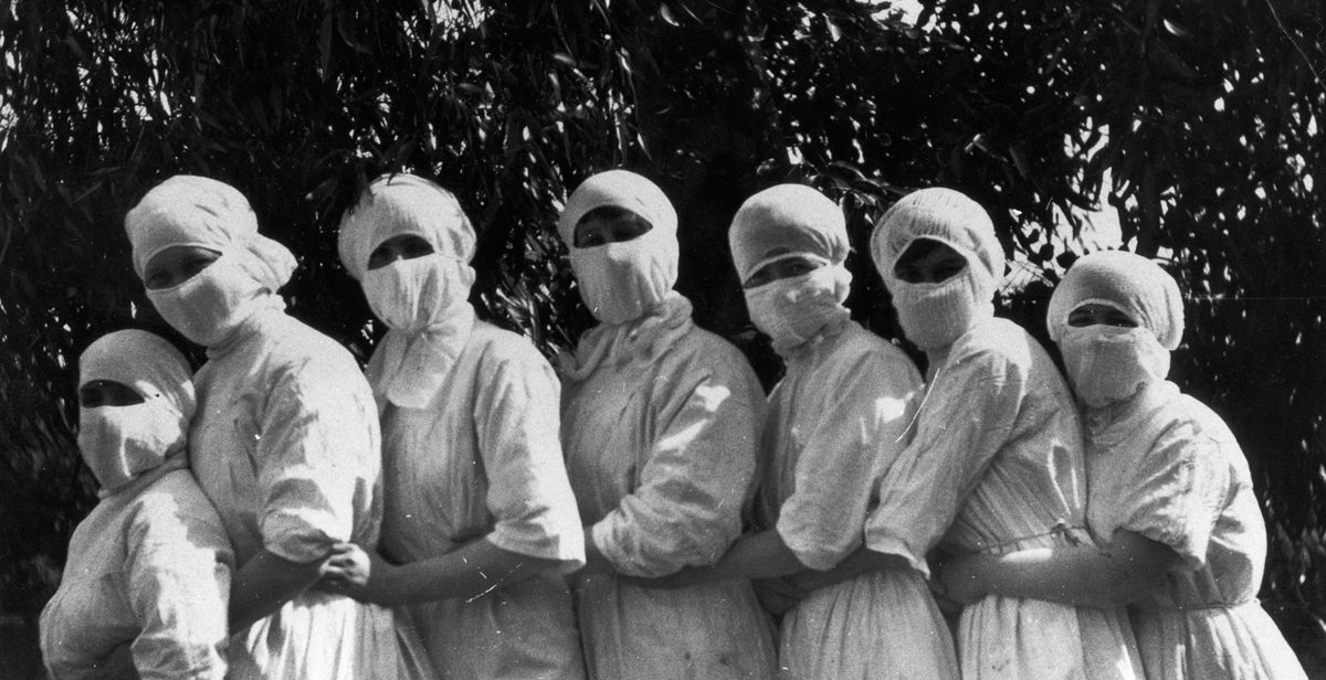 Staff at the Infectious Diseases Branch Shenton Park during the Spanish Flu epidemic c1919