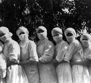 Staff at the Infectious Diseases Branch Shenton Park during the Spanish Flu epidemic c1919 related image