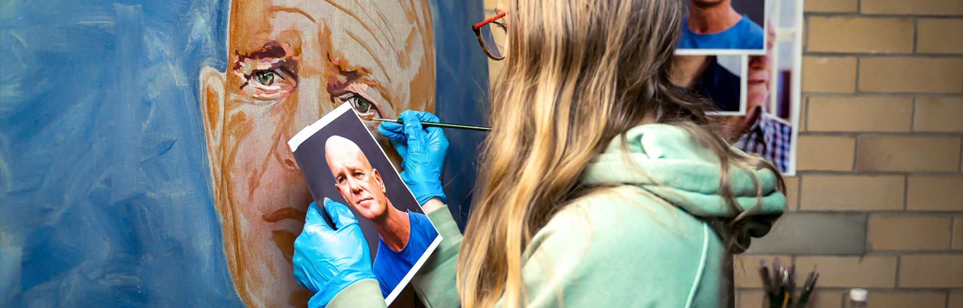 Artist Sky Parra at work on the exhibition Denied