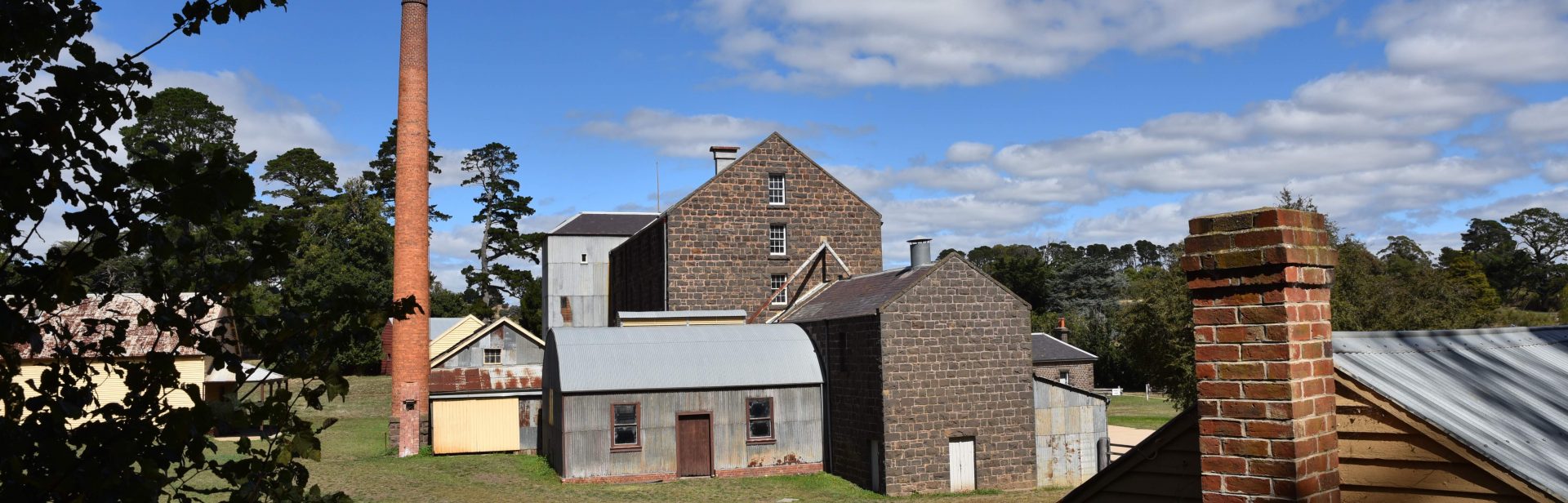 Old and new oat mills at Anderson's Mill