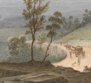 Blue Mountains New South Wales the appearance of the new road Augustus Earle National Library of Australia National Gallery Catalogue related image