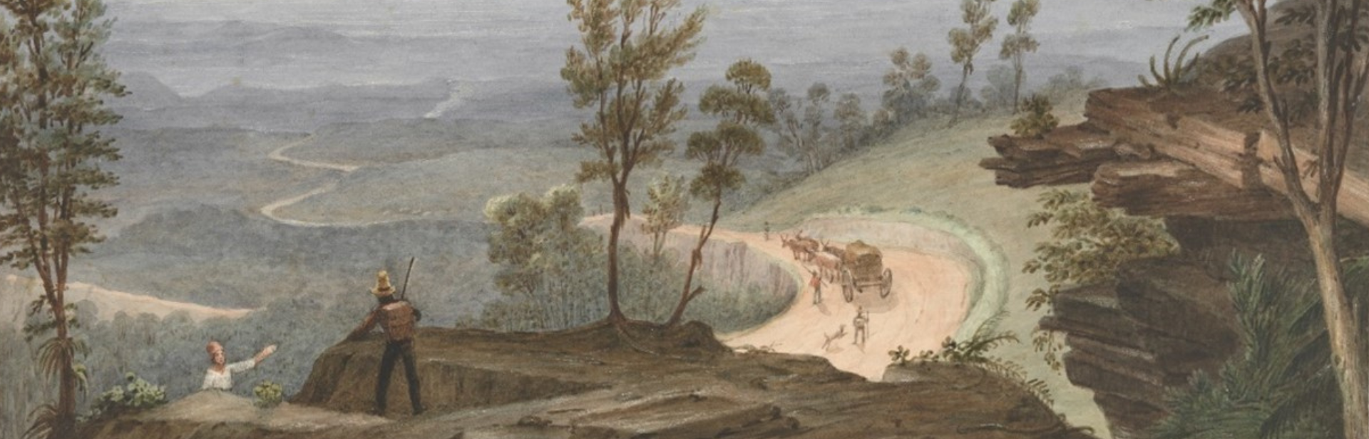 Blue Mountains, New South Wales: the appearance of the new road [Augustus Earle], National Library of Australia, National Gallery Catalogue