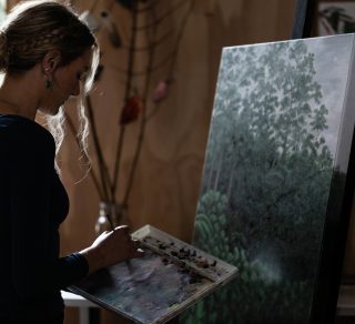 Emily Lowe in her studio at Burrinja related image