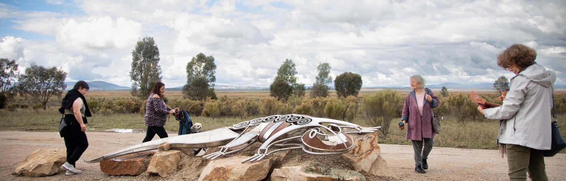 One of many exciting new outdoor sculptures recently installed at Winton Wetlands, created by Yorta Yorta artists.