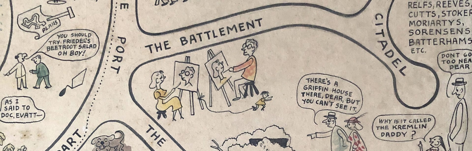 Detail from Bernard Hesling illustration of about 1940s. Walter Burley Griffin Society Collection.