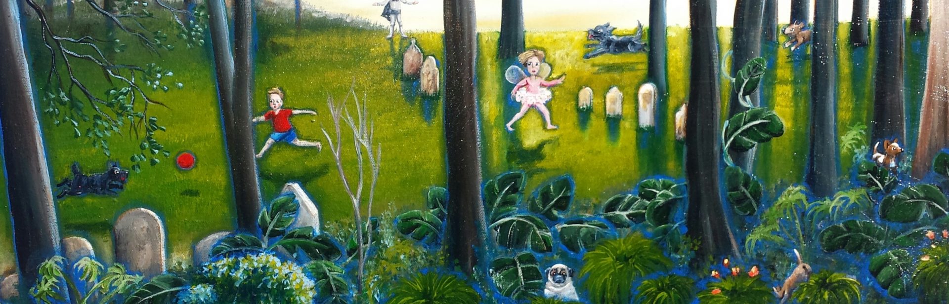 Dog Park Afternoon (St Thomas Rest Park), by Karen Atkins, 2015 (Stanton Library collection LPF 1223)