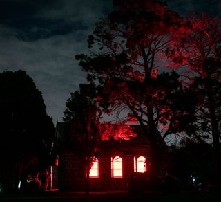 The Lutheran Church illuminated at night related image