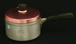 Aluminium saucepan provenanced to Elsie and John Curtin of Curtin Family Home