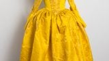 Original silk made into 18th century dress - back