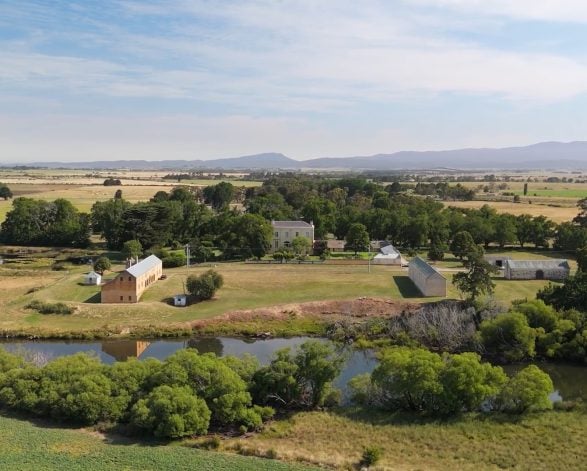 An aerial view of Clarendon Estate from the river