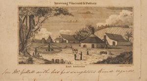 An archive drawing of Irrawang Pottery by John Carmicahel, 1938, courtesy of Mitchell library, State Library of NSW.