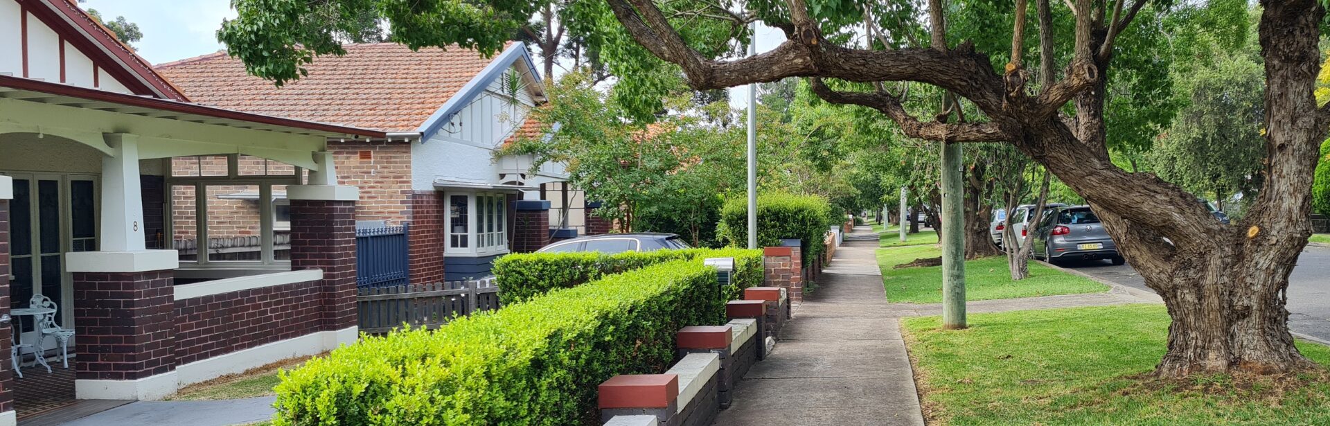 Federation style houses on a suburban street in Croydon