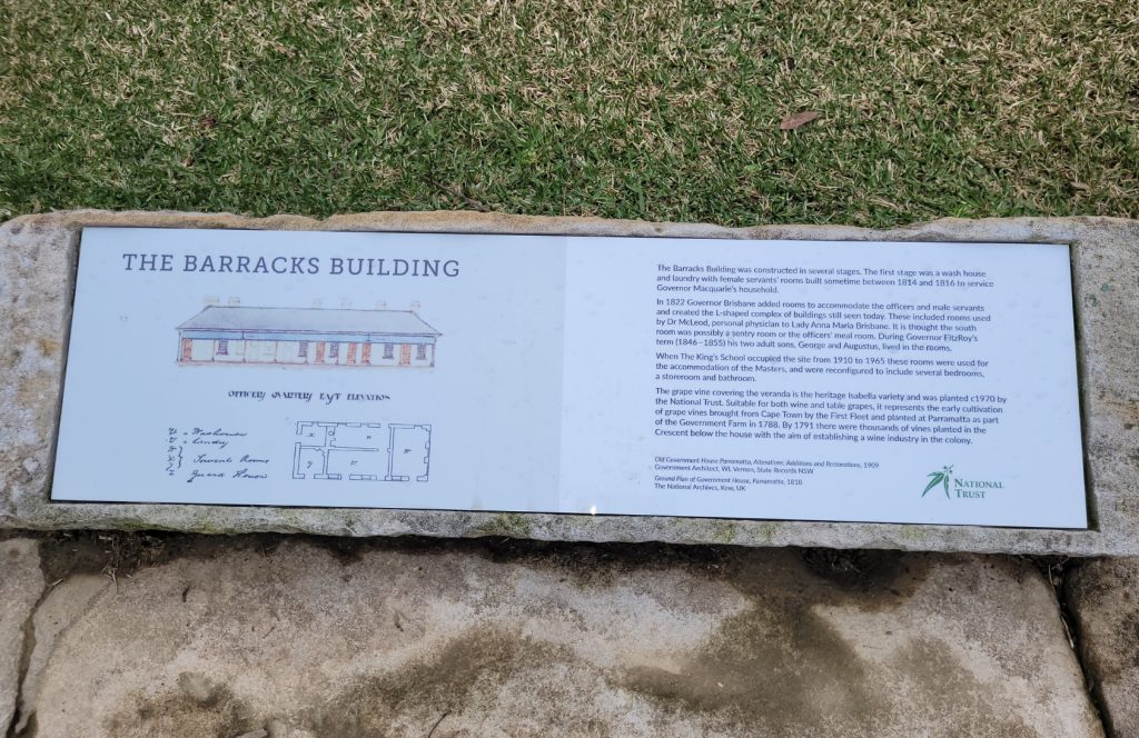A new external sign, set in stone, explaining the history of the Barracks buildings 