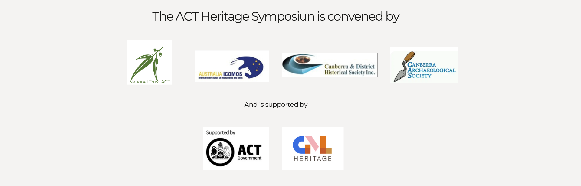 The ACT Heritage Symposiun Is Convened By (1920 X 615 Mm) banner image